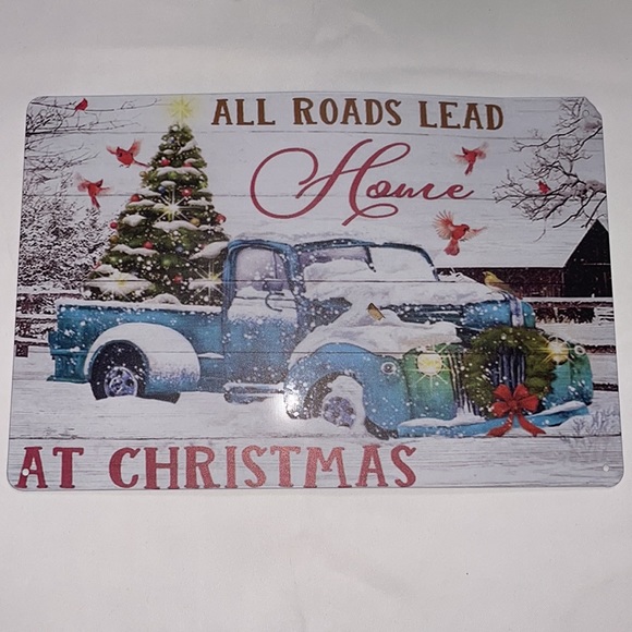 Christmas Decoration Cardinal Blue Truck “All Roads Lead House at Christ… - Picture 3 of 5